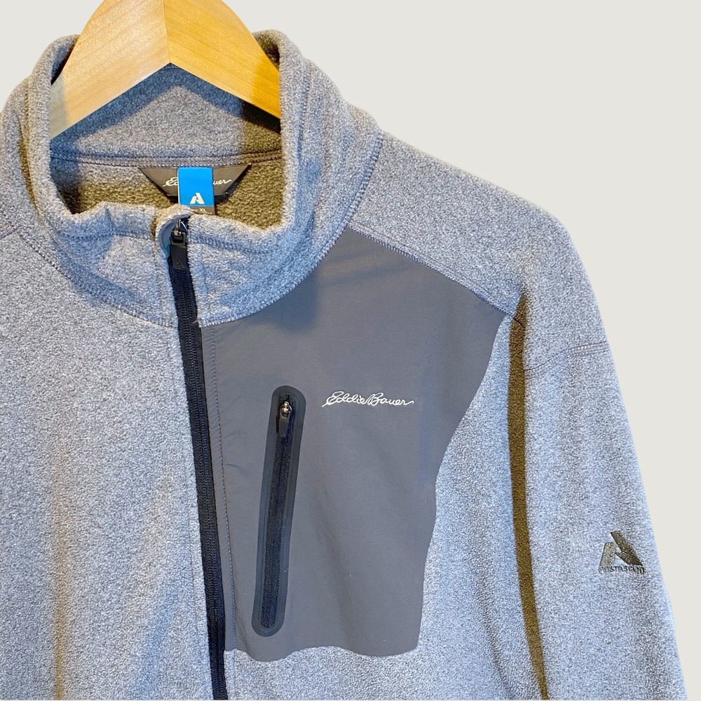 Eddie Bauer First Ascent Jacket Mens XL Gray Excellent Full Zip Fleece Pocket